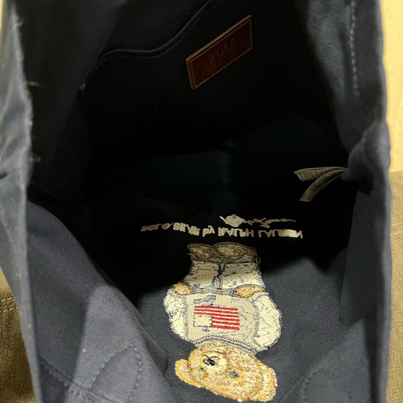 NEW Polo Ralph Lauren Polo Bear American flag sweater Navy Tote Bag - Picture 12 of 13